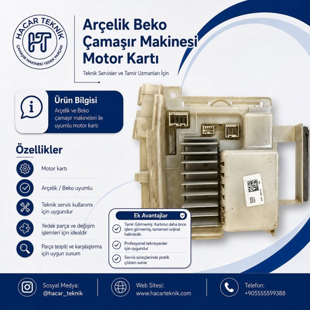 Arçelik Beko çamaşır makinesi motor kartı — tamir görmemiş, orijinal parça