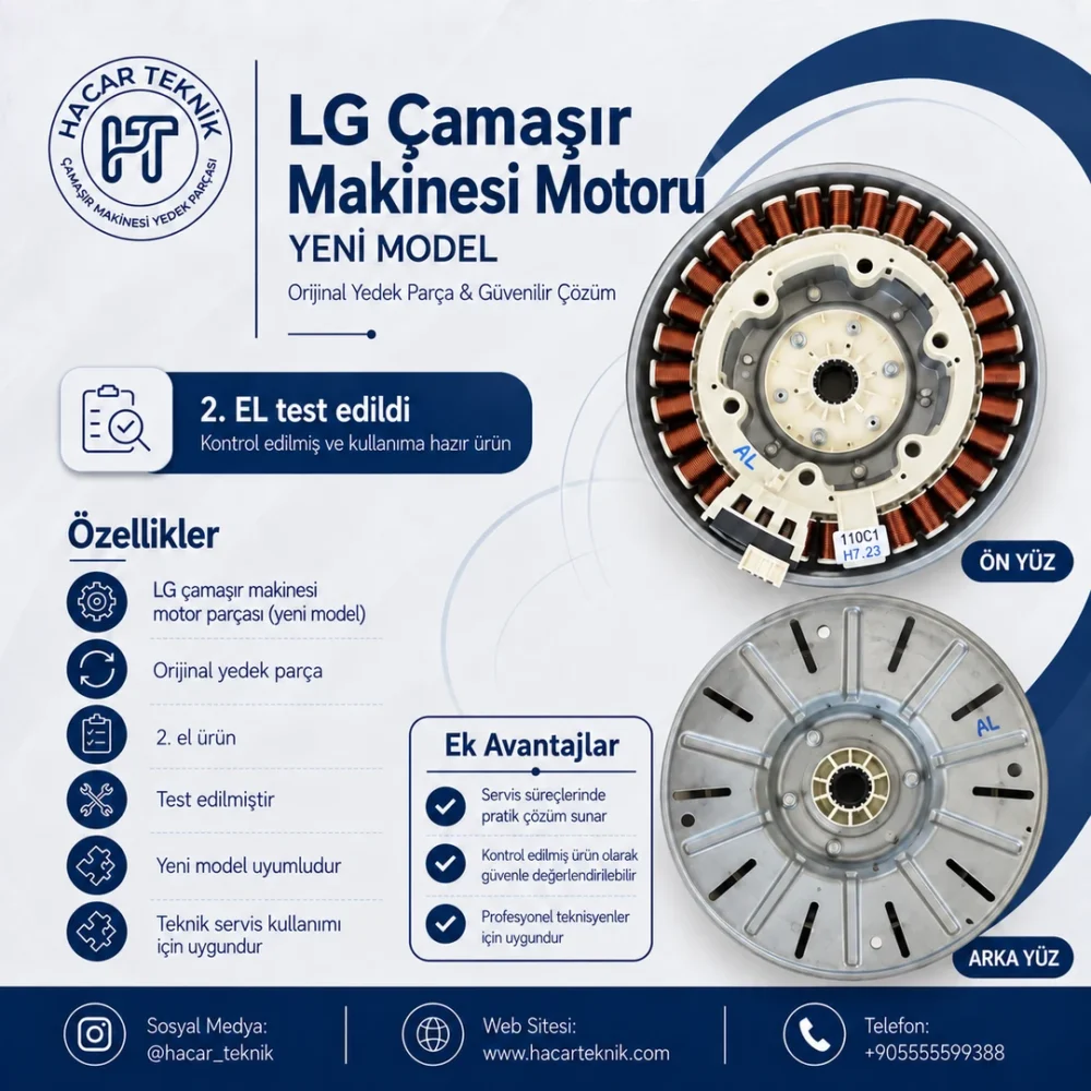 LG çamaşır makinesi motoru için sargılı stator ve metal rotor parçalarının ön arka yüzü