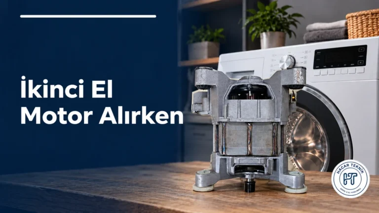 Çamaşır makinesi yanında metal gövdeli motor ve ikinci el motor satın alma rehberi başlığı