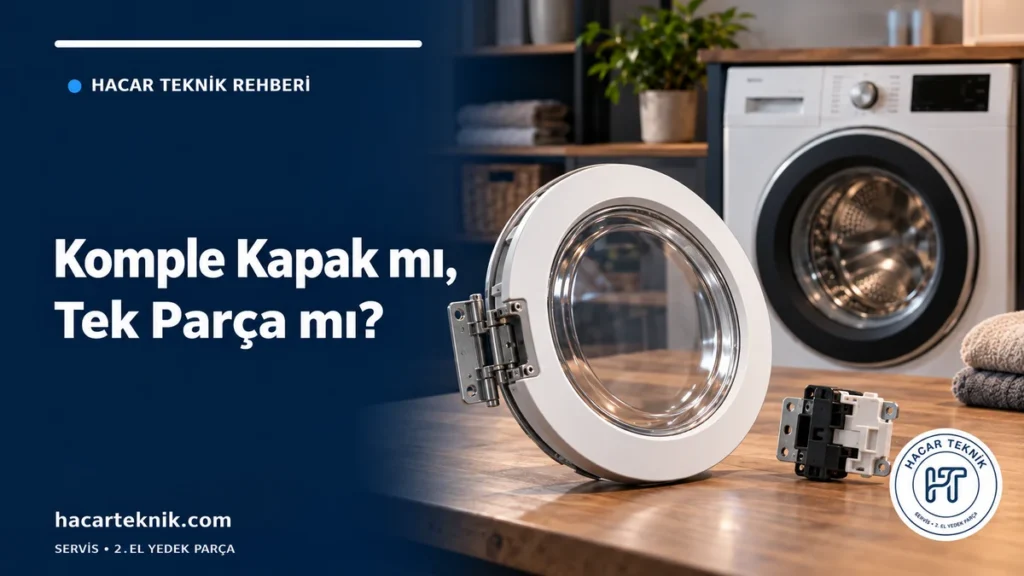 Tezgâhta çamaşır makinesi kapağı, menteşe ve kilit benzeri bileşenler bulunan kapak seçimi rehberi